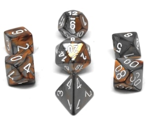 CHX26424 Copper Steel/White Gemini 7PC Polyhedral Dice Set image 0